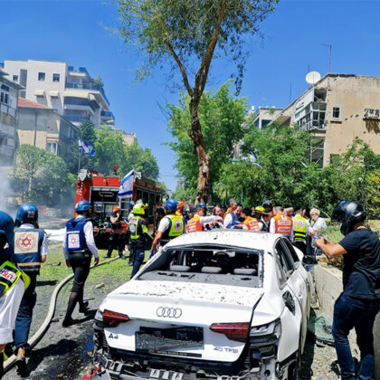 56-year-old man killed by rocket attack on Ramat Gan as MDA provides lifesaving aid to six others.