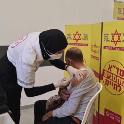 Israel fully vaccinates 30% of its people against Covid; a quarter of them through MDA initiatives.