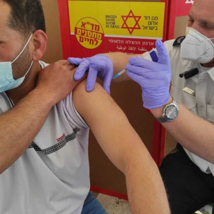 Magen David Adom begins vaccinating Palestinian workers against Covid.