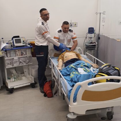 Paramedics train using new simulation center.
