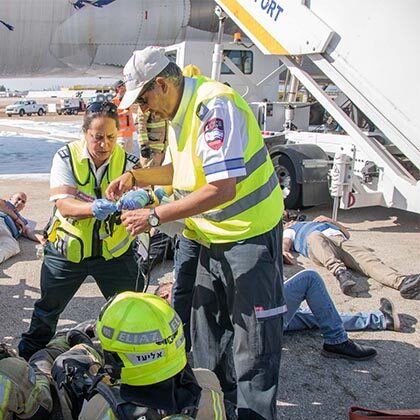 MDA participates in emergency preparedness drill at Ben Gurion Airport. 