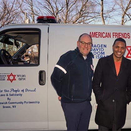 Congressman Ritchie Torres joins Riverdale Jewish community to send MDA ambulance to Israel.