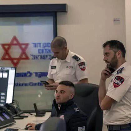 Israeli first responders on maximum alert under Iran missile fire.
